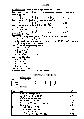 Bộ đề kiểm tra chương 1 - Số học 6